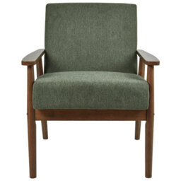 Wyld And Coco Everluxe Armchair Green Retro Design With Dark Rubberwood Frame - W62 X D80 X H79Cm - thumbnail 1