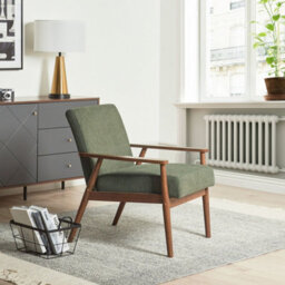 Wyld And Coco Everluxe Armchair Green Retro Design With Dark Rubberwood Frame - W62 X D80 X H79Cm - thumbnail 2