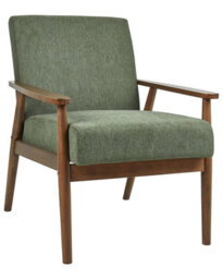 Wyld And Coco Everluxe Armchair Green Retro Design With Dark Rubberwood Frame - W62 X D80 X H79Cm - thumbnail 3