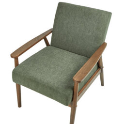 Wyld And Coco Everluxe Armchair Green Retro Design With Dark Rubberwood Frame - W62 X D80 X H79Cm - thumbnail 6