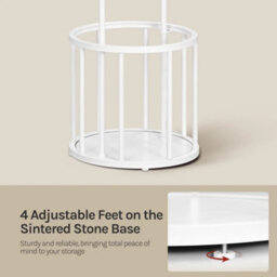 White 175Cm Metal Coat Rack 12 Hooks 2 Rails Umbrella Holder - thumbnail 5