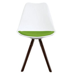 Fusion Living Soho White & Green Plastic Dining Chair With Pyramid Dark Wood Legs - thumbnail 7