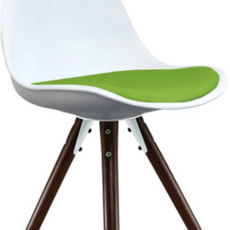 Fusion Living Soho White & Green Plastic Dining Chair With Pyramid Dark Wood Legs - thumbnail 3