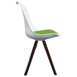 Fusion Living Soho White & Green Plastic Dining Chair With Pyramid Dark Wood Legs - thumbnail 6