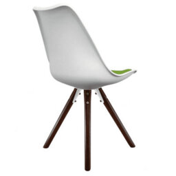 Fusion Living Soho White & Green Plastic Dining Chair With Pyramid Dark Wood Legs - thumbnail 5