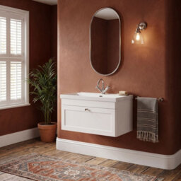 Balterley Swynnerton Traditional 1 Drawer Wall Hung Vanity Unit With Thin Edge Basin, Satin White, 800mm - thumbnail 4