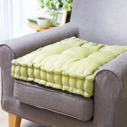Sage Armchair Booster Cushion - Polyester Square Seat Pad Pillow With Carry Handle & Button Effect Stitching - 51 X 51 X 10Cm - thumbnail 2