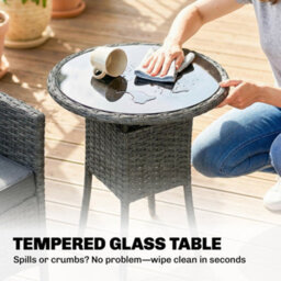 Outsunny Rattan Bistro Set, Reclining Garden Chairs And Table, Grey - thumbnail 8