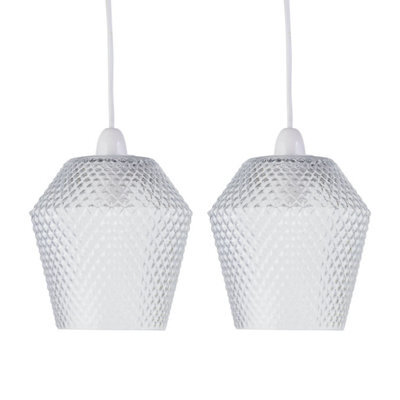 First Choice Lighting Set Of 2 Porter - Clear Textured Glass Easy Fit Pendant Shades - image 1