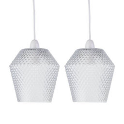 First Choice Lighting Set Of 2 Porter - Clear Textured Glass Easy Fit Pendant Shades - thumbnail 1