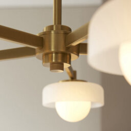 Luminosa Lighting Luminosa Boss Multi Arm Pendant Ceiling Light Brushed Aged Brass Plate With Frosted & Opal Glass 5X G9 - thumbnail 7