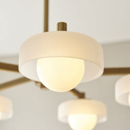 Luminosa Lighting Luminosa Boss Multi Arm Pendant Ceiling Light Brushed Aged Brass Plate With Frosted & Opal Glass 5X G9 - thumbnail 8