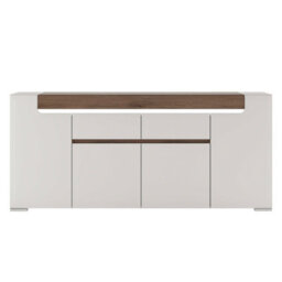 Wyld Haus Lisbon Wide 4-Door 2-Drawer Sideboard With Led Lighting, Gloss White & Oak - thumbnail 2