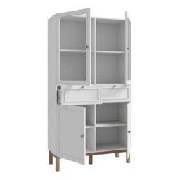 Wyld Haus Niva Light Grey And Natural Oak Effect Display Cabinet 4 Doors 2 Drawers - thumbnail 4