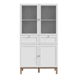 Wyld Haus Niva Light Grey And Natural Oak Effect Display Cabinet 4 Doors 2 Drawers - thumbnail 3