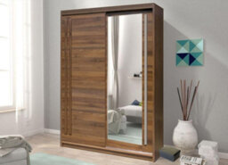 Arte Effect 2 Mirrored Sliding Door Wardrobe In Columbian Walnut - W1750mm H2160mm D590mm, Elegant And Practical - thumbnail 1