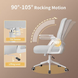 Onemill Executive Office Chair With Padded Seat Cushion, Flip-Up Armrest And Lumbar Support For Home Or Office Use - thumbnail 3