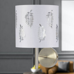 First Choice Lighting Brea - Antique Brass Wall Light With White Fern Shade - thumbnail 4