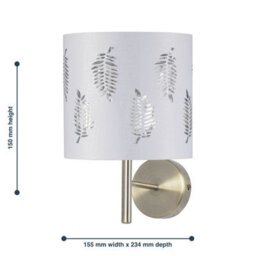 First Choice Lighting Brea - Antique Brass Wall Light With White Fern Shade - thumbnail 5
