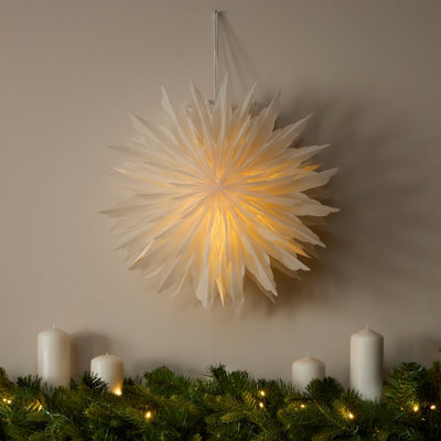 Led Paper Snowflake Christmas Decoration, (H)400mm - White - image 1