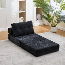 Matteo Convertible Chenille Folding Sofa Bed - Black - thumbnail 8