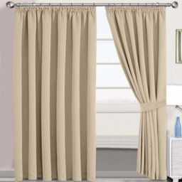 Imperial Rooms Blackout Curtain-Thermal Ready Made Pencil Pleat Curtain (2 Panel) For Living Room Curtain Cream, (W)1.68Mx(L)2.28M - thumbnail 1