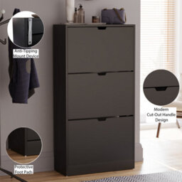 Lassic Vida Designs 3 Drawer Black Shoe Cabinet - Fsc Certified - thumbnail 5