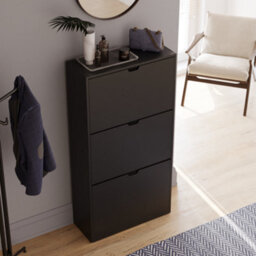 Lassic Vida Designs 3 Drawer Black Shoe Cabinet - Fsc Certified - thumbnail 4