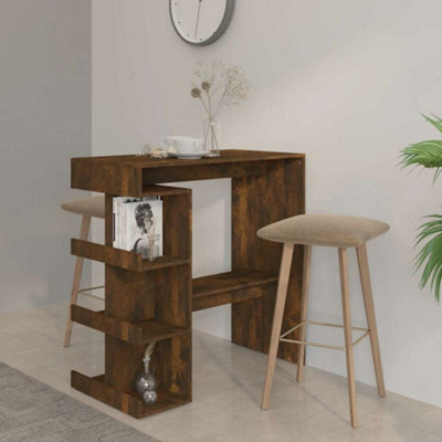Walplus Bar Table With Storage Rack Smoked Oak 100X50X101.5Cm Engineered Wood - image 1