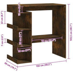 Walplus Bar Table With Storage Rack Smoked Oak 100X50X101.5Cm Engineered Wood - thumbnail 7