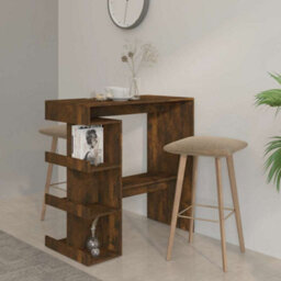 Walplus Bar Table With Storage Rack Smoked Oak 100X50X101.5Cm Engineered Wood - thumbnail 1