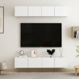 Berkfield Tv Cabinets 4 Pcs White 80X30X30 Cm Engineered Wood - thumbnail 1