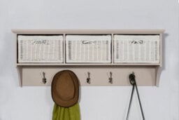 Statement Furniture Tetbury Large Wall Mounted Wooden Coat Rack With Storage - Truffle - thumbnail 4
