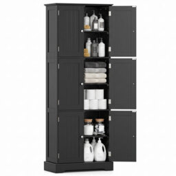 Gainoom Tall Bathroom Storage Cabinet With 6 Doors Black