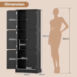 Gainoom Tall Bathroom Storage Cabinet With 6 Doors Black - thumbnail 2