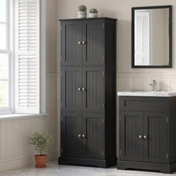 Gainoom Tall Bathroom Storage Cabinet With 6 Doors Black - thumbnail 9