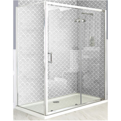Homestylestore Chrome Corner Sliding Door Shower Enclosure, Side Panel And White Tray With Fast Flow Waste 1400 X 800mm - image 1