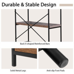 Costway 5-Tier Bookshelf Industrial Wood Bookcase Freestanding Display Rack Organizer - thumbnail 7