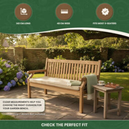 Garden Market Place Garden Furniture Cushion- 3 Seater Garden Bench Cushion In Beige - thumbnail 6
