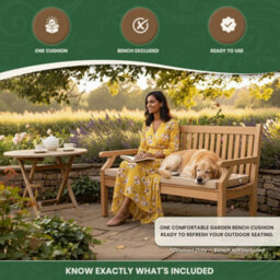 Garden Market Place Garden Furniture Cushion- 3 Seater Garden Bench Cushion In Beige - thumbnail 7