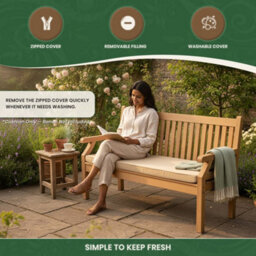 Garden Market Place Garden Furniture Cushion- 3 Seater Garden Bench Cushion In Beige - thumbnail 4