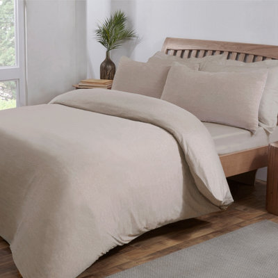 Smart Living Luxury Polycotton Easy Care Bedding Quilt Cover, Textured Duvet Cover Set, Bed Covers - Jersey Melange - image 1