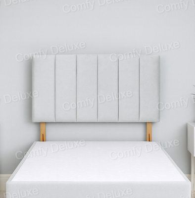 Comfy Deluxe Silver Plush Velvet 4Ft6 Double Headboard 26 Inches