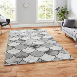 Grey Silver Abstract Optical/ (3D) Easy To Clean Rug For Bedroom & Living Room-120Cm X 170Cm - thumbnail 1