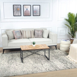 Livabliss Freud-Modern Ivory Black High Pile Living Dining Bedroom Rug 160 X 213 Cm Easy Care, Non Shedding - thumbnail 2
