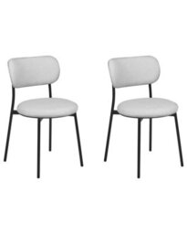 Beliani Set Of 2 Grey Polyester Armless Dining Chairs With Metal Legs For Kitchen And Dining Room - thumbnail 3