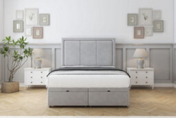 "Comfort Savoy Silver Plush Ottoman Bed With Mattress With 26"" Strutted Headboard 4' Small Double" - thumbnail 1