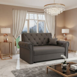 Viva Roma Ii Sofa Bed For Living Room With Sleeping Function Storage Metal Legs Wooden Frame 148X85X98Cm Dark Grey - thumbnail 1