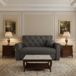 Viva Roma Ii Sofa Bed For Living Room With Sleeping Function Storage Metal Legs Wooden Frame 148X85X98Cm Dark Grey - thumbnail 2