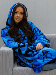 Playstation Check Wearable Hooded Fleece Blanket - Adult, Large - thumbnail 2